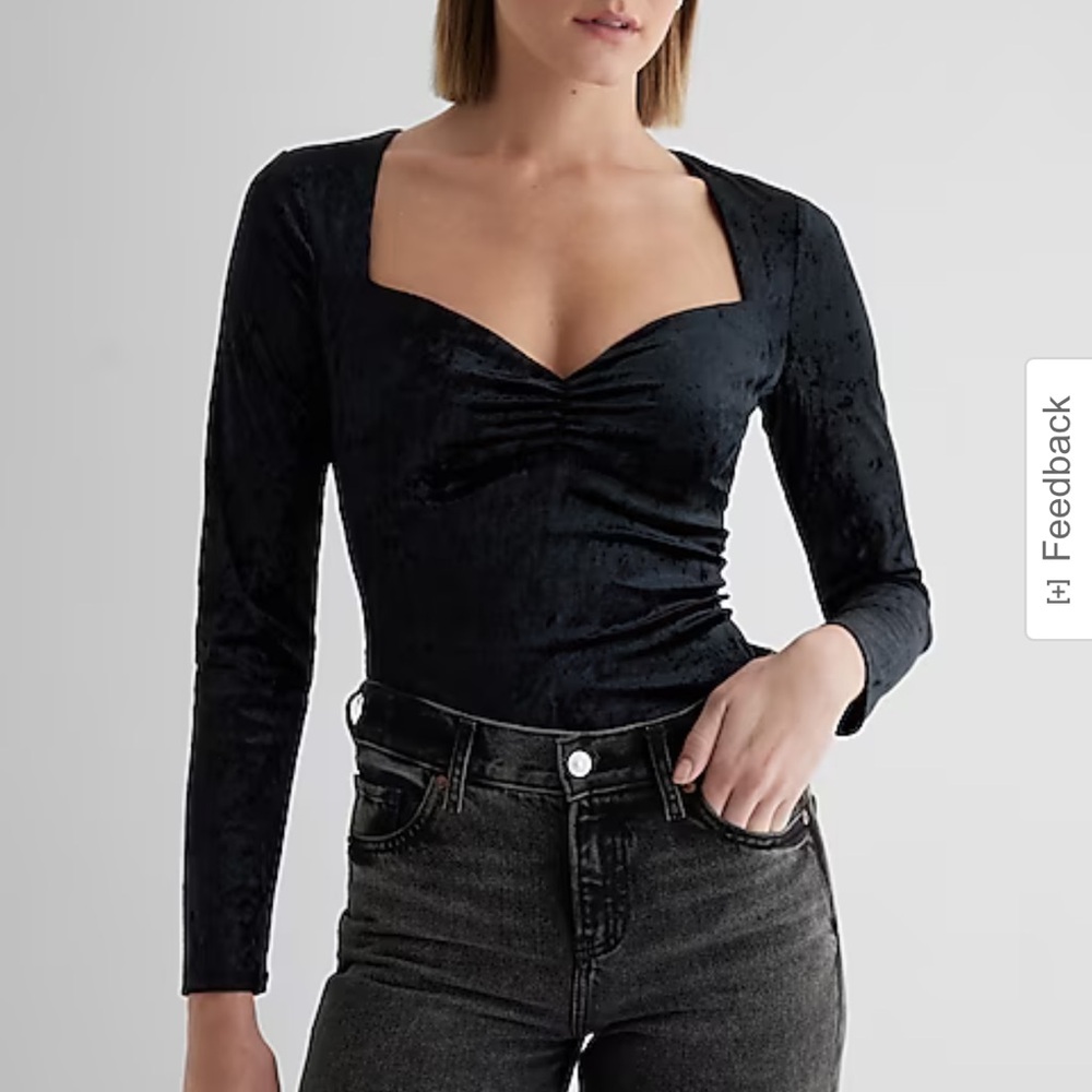 Express Body Contour Crushed Velvet Sweetheart Neckline Top NWT Size L